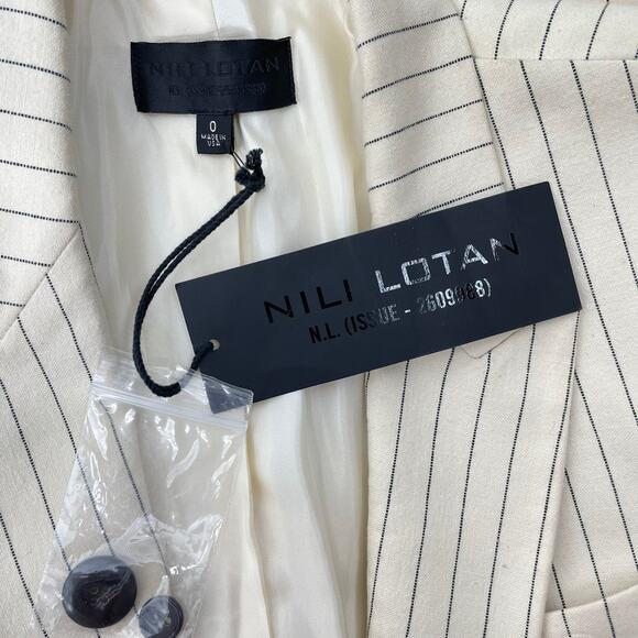 Nili Lotan Don Pinstripe One Button Blazer Jacket Natural Size 0 - Picture 10 of 12